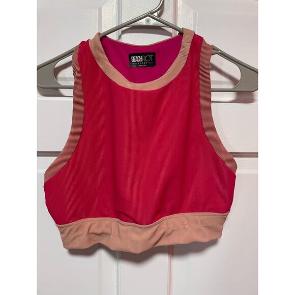 Beach Riot Gwen Top Sports Bra Rouge Color Block Size XL - Picture 3 of 7